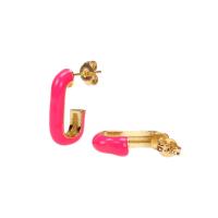 Pendientes de Gota en Latón, metal, chapado en color dorado, para mujer & esmalte, más colores para la opción, libre de níquel, plomo & cadmio, 4mm, Vendido por Par