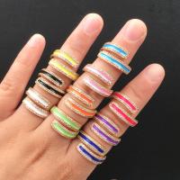 Messing Open Finger Ring, gold plated, micro pave zirconia & voor vrouw & glazuur, meer kleuren voor de keuze, nikkel, lood en cadmium vrij, 13mm, Verkocht door PC