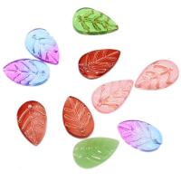 Glas Pendel, Leaf, du kan DIY, flere farver til valg, 17x11x3mm, 1000pc'er/Bag, Solgt af Bag