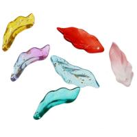 Glas Pendel, Leaf, du kan DIY, flere farver til valg, 33x12x7mm, 1000pc'er/Bag, Solgt af Bag