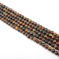 Tiger Eye Beads, Runde, du kan DIY, blandede farver, Solgt Per 38 cm Strand