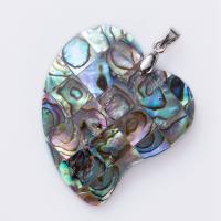 Natuurlijke Abalone Shell Hangers, Abalone Schelp, met Zinc Alloy, Hart, gemengde kleuren, 10-30mm, Verkocht door PC