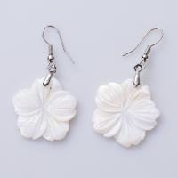 Bhlaosc Earrings, Sinc Alloy, le Bán Shell, Flower, do bhean, dathanna measctha, 25x25mm, Díolta De réir Péire