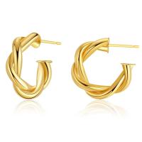 Brass Stud Earring 18K gold plated fashion jewelry & for woman golden 24mm Sold By Pair