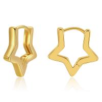 Messing Huggie Hoop Earring, Ster, 18K vergulde, mode sieraden & voor vrouw, gouden, 16mm, Verkocht door pair