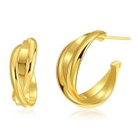 Brass Stud Earring 18K gold plated fashion jewelry & for woman golden 21mm Sold By Pair