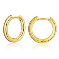 Kolczyki Huggie Hoop mosiądz, Pozłacane 18K złotem, biżuteria moda & dla kobiety, złoty, 15mm, średnica wewnętrzna:około 12mm, sprzedane przez para