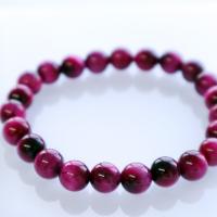 Natural Tiger Eye Bracelets Round polished & for woman rose camouflage Sold Per 18 cm Strand