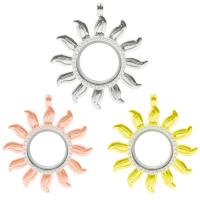 Flydende medaljon vedhæng, Zinc Alloy, med Magnet & Glas & Rhinestone, Sol, forgyldt, Unisex, flere farver til valg, nikkel, bly & cadmium fri, 56x51x20mm, Solgt af PC