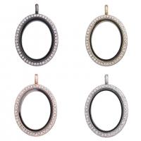 Flydende medaljon vedhæng, Zinc Alloy, med Magnet & Glas & Rhinestone, Oval, forgyldt, Unisex, flere farver til valg, nikkel, bly & cadmium fri, 39x26x8mm, Solgt af PC