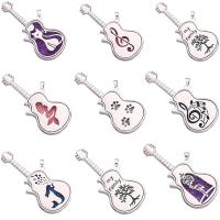 Perfume Locket Necklace Zinc Alloy with Magnet & Glass Guitar platinum color plated Unisex nickel lead & cadmium free Length Approx 24 Inch Sold By PC