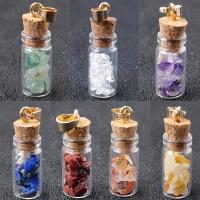 Glas Wish Bottle, Ædelsten, med træ prop & Glas & Zinc Alloy, guldfarve belagt, mode smykker & forskellige materialer til valg, flere farver til valg, 15x35mm, Solgt af PC