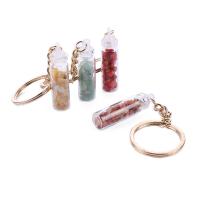 Sleutelhanger, Edelsteen, met Glas & Plastic & Zinc Alloy, gold plated, verschillende materialen voor de keuze, gemengde kleuren, 10x20mm, 10PC/Bag, Verkocht door Bag