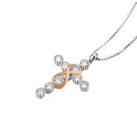 Zink Alloy Smycken Collier, Cross, plated, för kvinna & med strass, nickel, bly och kadmium gratis, 23.70x35.90mm, Längd Ca 17.7 inch, Säljs av PC