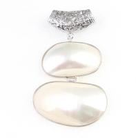 Natural White Shell Pendler, Zinc Alloy, med White Shell, hvid, 73x44mm, Solgt af PC