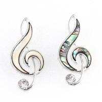 Shell Pendler, Zinc Alloy, med Shell, Music Note, med rhinestone, flere farver til valg, 49x22mm, Solgt af PC