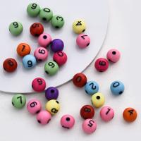 Numero Acrylic Bead, acrilico, Cerchio, pittura, DIY, colori misti, 8mm, 2300PC/borsa, Venduto da borsa