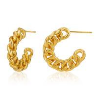 Brass Stud Earring 18K gold plated fashion jewelry & for woman golden 24mm Sold By Pair