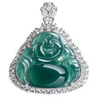 Jadite Halsketting, silver plated, lichtblauw, 28x33x7mm, Lengte Ca 14.96 inch, Verkocht door PC