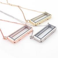 Collier flottant, alliage de zinc, avec Aimant & verre, rectangle, Placage, plus de couleurs à choisir, protéger l'environnement, sans nickel, plomb et cadmium, 55.43x23x7mm, Longueur Environ 24 pouce, Vendu par PC