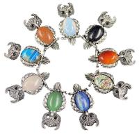 Gemstone Vedhæng Smykker, Natursten, med Zinc Alloy, Owl, sølvfarvet forgyldt, forskellige materialer til valg & Unisex & kan bruges som broche eller vedhæng, flere farver til valg, 23x69mm, Solgt af PC