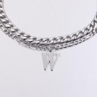 Stainless Steel Trui Collier, Roestvrij staal, silver plated, mode sieraden, zilver, 42cm,45cm, Verkocht door PC