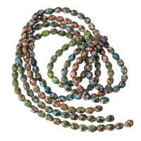 Cloisonne Kralen, Ovaal, Gesneden, meer kleuren voor de keuze, 8x10mm, Gat:Ca 1mm, Ca 45pC's/Strand, Per verkocht Ca 15 inch Strand