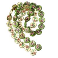 cloisonne perler, Flad Rund, Carved, flere farver til valg, 18x18mm, Hole:Ca. 1mm, 22pc'er/Strand, Solgt Per Ca. 15 inch Strand