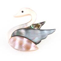 Broche de coquille, alliage de zinc, avec coquille, cygne, unisexe, couleurs mélangées, 47x42mm, Vendu par PC