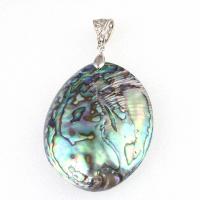 Natural Abalone Shell Pendants Zinc Alloy with Abalone Shell mixed colors Sold By PC