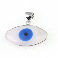 Evil Eye Pendler, Zinc Alloy, med White Shell, emalje, blandede farver, 37x31mm, Solgt af PC