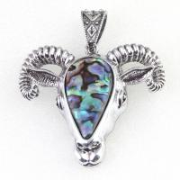 Naturlig Abalone Shell Pendler, Zinc Alloy, med Abalone Shell, Animal, blandede farver, 65x59mm, Solgt af PC