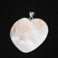 Shell Pendler, Zinc Alloy, med Shell, Heart, hvid, 59x50mm, Solgt af PC