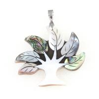 Shell Pendler, Zinc Alloy, med Shell, Tree, blandede farver, 57x48mm, Solgt af PC