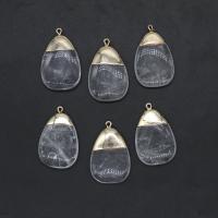 Quartz Gemstone Pendants Brass with Clear Quartz mixed colors Sold By PC