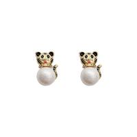 Lo zinco in lega Stud Earring, lega in zinco, with perla in plastica, 925 Thailandia argento sterling Inserisci, Tigre, dissolvenza e mai di alta qualità placcato, gioielli di moda & per la donna & smalto, 21x11mm, Venduto da coppia