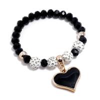 Zinc Alloy armbånd, Imitated Crystal, med Rhinestone Clay Pave Bead & Zinc Alloy, Heart, mode smykker & emalje, 18-19CM, Solgt af PC