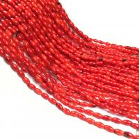 Synthetische koraalkralen, Synthetische Coral, Rijst, DIY, rood, 4x8mm, Per verkocht Ca 15 inch Strand