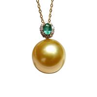 Golden Sea Pearl South collana, with 18K oro, Cerchio, placcato color oro, Micro spianare cubic zirconia & per la donna, 13-14mm, Lunghezza Appross. 15.75 pollice, Venduto da PC