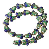 Perles en cloisonné, cloisonne, gravé, vert, 17x14mm, Trou:Environ 1.5mm, 25PC/brin, Vendu par Environ 16 pouce brin