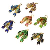 Pendentifs cloisonnés, cloisonne, gravé, envoyé au hasard & mélangé, Couleur aléatoire, 25mm, Trou:Environ 5mm, 5PC/lot, Vendu par lot