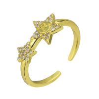 Brass Cuff Finger Ring gold color plated Adjustable & micro pave cubic zirconia & for woman US Ring Sold By PC