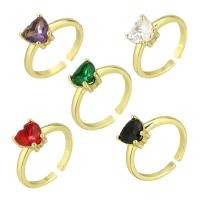 Cúbicos Circonia Micro Pave anillo de latón, metal, chapado en color dorado, Ajustable & micro arcilla de zirconia cúbica & para mujer, más colores para la opción, tamaño:7, 10PCs/Grupo, Vendido por Grupo