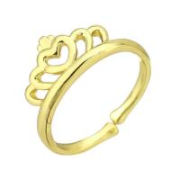 Mässing Finger Ring, Crown, guldfärg pläterade, Justerbar & för kvinna, Storlek:7, 10PC/Lot, Säljs av Lot