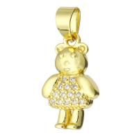 Cubic Zirconia Micro Pave Brass Pendant Bear gold color plated micro pave cubic zirconia Approx 3mm Sold By Lot