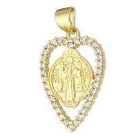 Cubic Zirconia Micro Pave Brass Pendant Heart gold color plated micro pave cubic zirconia & hollow Approx 3mm Sold By Lot