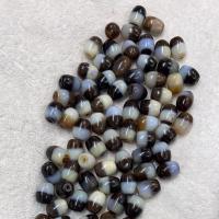 Naturlige tibetanske Agate Dzi Beads, Tibetansk agat, Drum, du kan DIY & to tone, 12x15mm, Solgt af PC