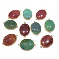 Agate-forbindelse, Zinc Alloy, med Drage Veins Agate, Oval, naturlig, flere farver til valg, 28x42mm, Solgt af PC