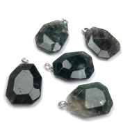 Moss Agate Μενταγιόν, Κράμα ψευδάργυρου, με Agate, Γεωμετρικό μοτίβο, φυσικός, μικτά χρώματα, 30x45mm, Sold Με PC