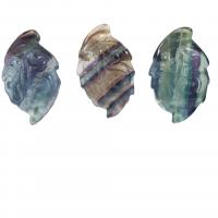 Fluorite Siogairlín, Leaf, Snoite, aon poll, dathanna measctha, 36x22x6mm, Díolta De réir PC